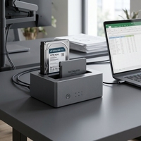 Station d'accueil double baie en aluminium pour disques durs et SSD, boîtier externe USB 3.0 SATA Type-C pour disques de 2,5 et 3,5 pouces