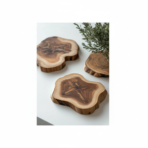 ชุดถาดรองแก้วทำจากไม้หรูหราพร้อมพื้นผิวขัดเงาเรียบสำหรับเสิร์ฟชากาแฟถ้วยเครื่องดื่มแก้วในบ้าน - Product Image 1