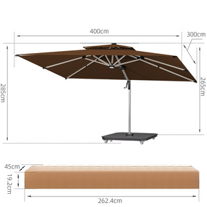 Parasol de terrasse extérieur en aluminium 4x3M sur mesure pour villa, hôtel, avec éclairage solaire - Product Image 4
