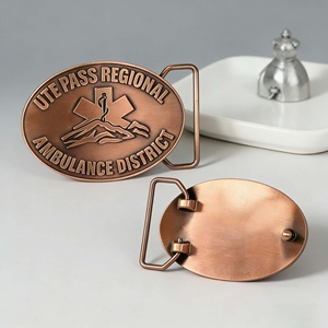 Hebilla de cinturón EMS personalizada de aleación de zinc chapada en oro, estilo antiguo, recuerdo tradicional del distrito regional de ambulancias de Ute Pass - Product Image 1