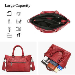 Cartera Luxury Genuine Leather Solid Color Open Closure Fashion Women's <b>Large</b> Capacity Shoulder & Crossbody <b>Handbag</b> - Product Image 4