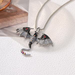Cristal Vintage Diamant Incrusté Animal Émail Dragon Fly Collier <span class=keywords><strong>Couple</strong></span> - Product Image 4