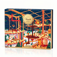 Boîte de calendrier de l'avent de Noël carrée rouge, personnalisée, avec 25 tiroirs symétriques, emballage en papier pour cadeaux d'entreprise