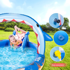 Shark Themed PVC Inflatable Sprinkler <b>Pool</b> Outdoor Water Play Toy <b>for</b> Kids - Product Image 3