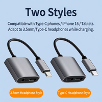 Adaptateur audio USB C 3,5 mm, puce DAC Hi-Fi, charge rapide PD 60W, séparateur de casque 2 en 1, aluminium, iPhone 16 Pro Max