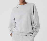 Ensemble de sweat-shirt à capuche ample en coton et élasthanne à col rond, imprimé en 3D avec logo argenté tridimensionnel, pour le yoga et le sport
