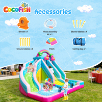 Parc aquatique gonflable Cocofish sur le thème du flamant rose avec piscine, château gonflable portable pour enfants, toboggans aquatiques pour l'extérieur et le jardin