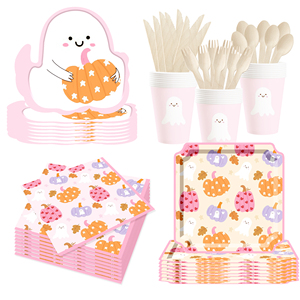 DAMAI Little Ghost and Pumpkin Halloween Party Table Decoration Disposable Paper Dinner Plates Dessert Plates Tableware Sets - Product Image 1