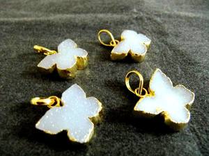 Belle main sculptée naturelle Druzy papillon forme pendentif breloque 24 Kt or électro plaqué blanc Drusy connecteurs de pierres précieuses - Product Image 2