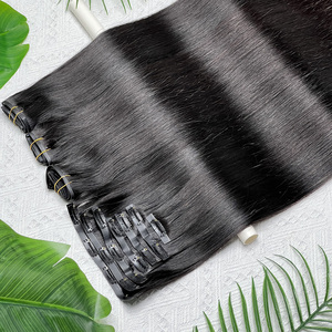 Extensiones de Cabello Humano Natural de 12A con Clip, Cabello Virgen Indio, Trama de PU, 7 Piezas/Juego, Extensiones de Cabello Sin Procesar - Product Image 2