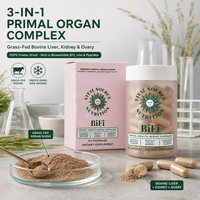 60 Capsules Complexe Foie, Reins et Ovaires de Bœuf Nourri à l'Herbe, Complément Primal Health pour l'Équilibre Hormonal et l'Énergie, Usine OEM/ODM