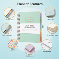 Agenda personnalisé en spirale A5 avec logo OEM, carnet de notes quotidien et hebdomadaire avec onglets mensuels, journal personnalisé en gros