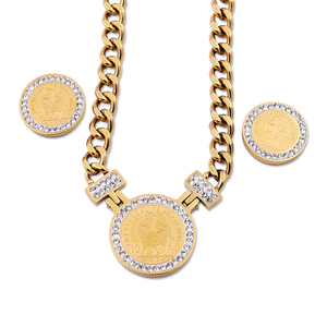 Nouvelle qualité usine en gros <span class=keywords><strong>ensemble</strong></span> de bijoux douaniers glacé cubain lien chaîne bijoux plaqué or bracelet collier boucles d'oreilles <span class=keywords><strong>ensemble</strong></span> - Product Image 1