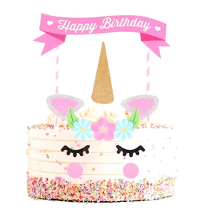Décorations de gâteaux écologiques en forme de <span class=keywords><strong>licorne</strong></span> pour les fêtes d'anniversaire des enfants, les baby showers, décorations de gâteaux et drapeaux - Product Image 1