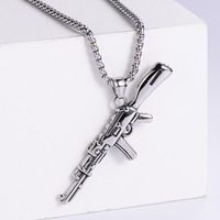 Collier pendentif de pistolet AK47 plaqué or rétro américain européen Chaîne à maillons de mode en alliage à la mode pour accessoires de vêtements de fête