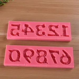 3D número 0-9 molde de pastel de silicona número forma lollipop molde fondant pastel digital chocolate molde de encaje para hornear herramientas de bricolaje