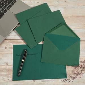 Confezione da 50 buste A7 <span class=keywords><strong>verde</strong></span> scuro con <span class=keywords><strong>cartoncino</strong></span> piegato 5x7 spessi e adesivi dorati per biglietti di auguri - Product Image 5