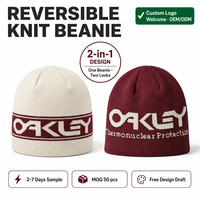 Bonnet Réversible Personnalisé 100% Acrylique Tricoté Jacquard, Bonnet d'Hiver Double Face Unisexe Sans Revers pour la Vente en Gros