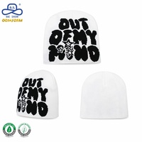 Gorro de Punto con Diseño de Estrella y Texto Personalizado, Etiqueta con Logotipo, para Unisex, Ropa Urbana de Invierno, Promoción