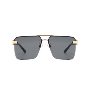 Blip - Lunettes de soleil carrées rétro teintées sans monture avec barre supérieure, style mode - Product Image 1