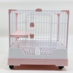 Modern Foldable Pet Cage Rectangle Steel Wire Frame Plastic Tray Base Horizontal Sliding Door Indoor Use for Dogs - Product Image 5