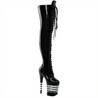 Bottes à talons hauts de 13 cm à lacets et à plateforme, avec fermeture éclair latérale, au-dessus du genou, pour boîte de nuit d'hiver, danse sur piquet, sexy, gladiateur féminin