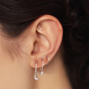 Boucles d'oreilles pendantes ROXI plaquées or 18 carats, bijoux en argent 925 avec zircon CZ, boucles d'oreilles lune et étoile - Product Image 4