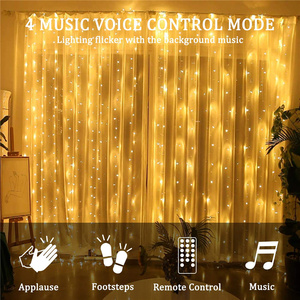Guirnalda de Luces <span class=keywords><strong>LED</strong></span> de 3x3m, 300 <span class=keywords><strong>LED</strong></span>, 8 Modos, Música, Control Remoto, Cortina de Luces de Cobre para Ventana, <span class=keywords><strong>Cascada</strong></span> de Luces, Decoración Navideña para Interiores, Dormitorio - Product Image 2