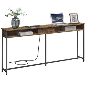 <strong>Console</strong> <strong>Table</strong> with Shelves and Charging Station Outlet for Behind Sofa <strong>Skinny</strong> Entryway or Living Room Furniture - Product Image 2