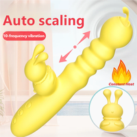 Beheizbarer Teleskop-Doppelmotor-Vibrator mit 10 Frequenzen, wasserdicht, rotierend, für Klitoris- und G-Punkt-Stimulation, USB, für Frauen