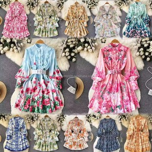 Váy midi nữ bền vững, kiểu dáng thường ngày, thoáng khí, mùa xuân, cổ đứng, chất liệu dệt ren, giặt được, màu đen trắng, họa tiết empire, năm 2025 - Product Image 5