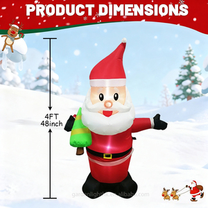Small Indoor <b>Outdoor</b> Decorations Christmas Inflatable 4FT Santa Holding Tree Home Yard Lawn Decor for Festival Holiday Party - Product Image 2