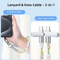 Kabel Data Gantung dengan Dual Type-C PD 60W Pengisian Cepat Transfer Data Desain Paduan Seng untuk Ponsel