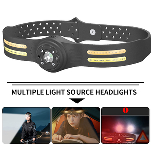 2023新设计硅胶头带白红光XPE & COB发光二极管前照灯运动传感器C型USB充电前照灯 - Product Image 6