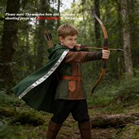 Ensemble de 8 pièces de costumes de chasseur médiéval et de chasseur de la Renaissance pour garçons avec cape Echo