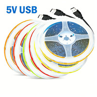 Artículo de Venta Rápida: Tira de Luz LED COB USB de 5V, Cinta LED Flexible de Bajo Voltaje de 5V, 320 LED por Metro, 3000K-6000K, Venta de Fábrica