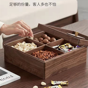 Wooden <b>Snack</b> <b>Tray</b> With Glass Lid Compartmentalized For Dried Fruit And Candy Home Living Room Serving Platter - Product Image 4
