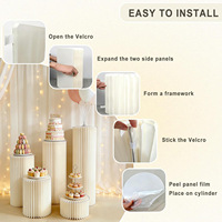 Supports de buffet pliables en accordéon pour présentation alimentaire, supports cylindriques en carton blanc pour gâteaux et cupcakes pour mariage