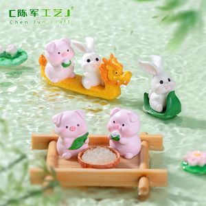 Petites décorations de cochon en zongzi pour le festival du <span class=keywords><strong>bateau</strong></span>-dragon, micro-paysage miniature, nourriture miniature, jeu de bricolage, décoration - Product Image 3