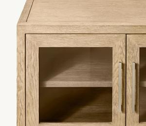 Buffet contemporain en verre français avec armoire à 4 portes en chêne massif, meuble de salle à manger - Product Image 4