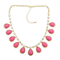 Nouveau Design Plaqué Or Cristal Goutte Acrylique Gemme Goutte Charme Glands Collier Ras Du Cou
