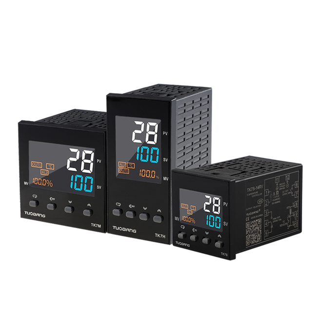 TUOBANG TK7H 48*96 LCD Multi-Color Display PID Temperature Controller K/E/PT100 Input Industrial Thermostat for Extruder