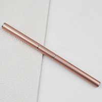 Pinceau à ongles plat double tête en or rose de haute qualité avec racloir, manche métallique, personnalisable pour gel UV