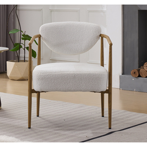 White Teddy Velvet Chair With <b>Foam</b> Cushion Living Room Bedroom Chair - Product Image 2