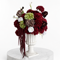 Boule de fleurs artificielles personnalisée PPS, couleur bordeaux et vert, arrangement floral coloré pour la décoration de table de mariage et d'événements