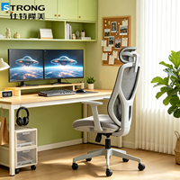 Chaise de bureau ergonomique pour l'école, dossier en maille respirante, appui-tête réglable, siège pivotant, design pliable, style moderne exécutif