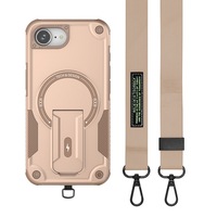 Étui de téléphone à bandoulière en PC avec support magnétique dissimulé et design 3D pour iPhone 17 Pro Max, avec cordon anti-chute