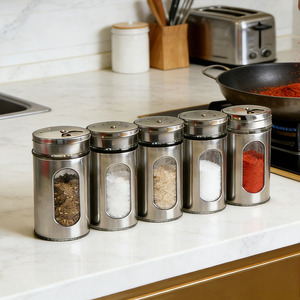 Stainless Steel Spice Jars With Airtight Lids For Kitchen And Camping Use - Product Image 1