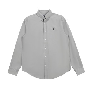 Chemise décontractée à manches longues avec col à revers et boucle brodée de couleur unie pour hommes et femmes, été - Product Image 3