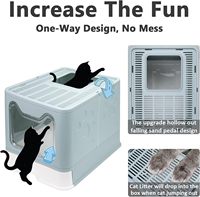 Litière Chat Boîte Pet Toilette Bassin Semi-Fermé Chien Propre Toilette Bac À Sable Chat Chien Plateau Chaton Litière Scooper Anti Splash Bac À Litière